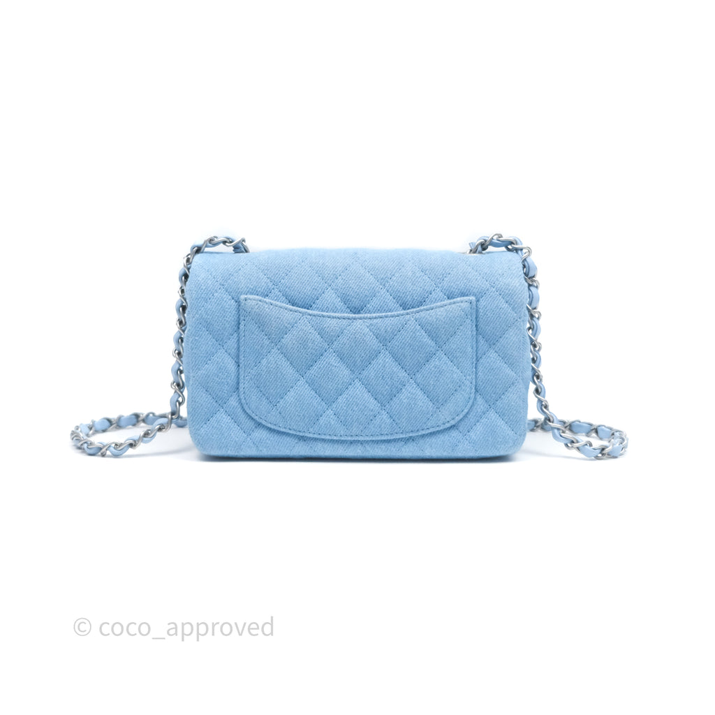 Chanel Quilted Mini Rectangular Flap Denim Matt Silver Hardware