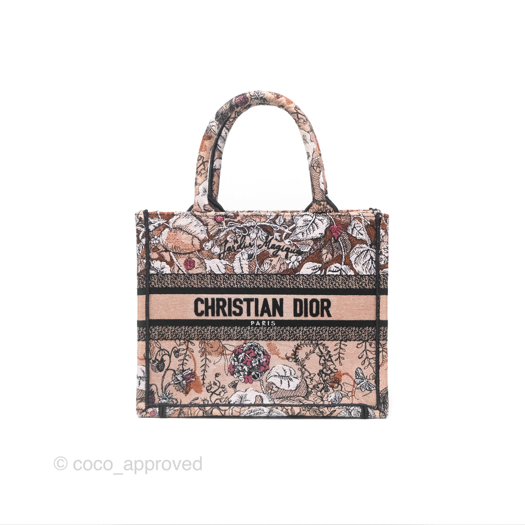 Dior Small Jardin Magique Book Tote Embroidered Power Pink Canvas