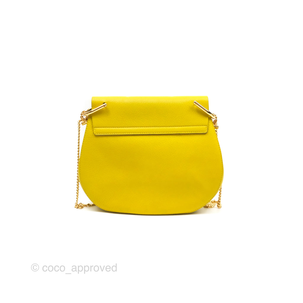 Chloe Drew Crossbody Bag Yellow Grained Leather