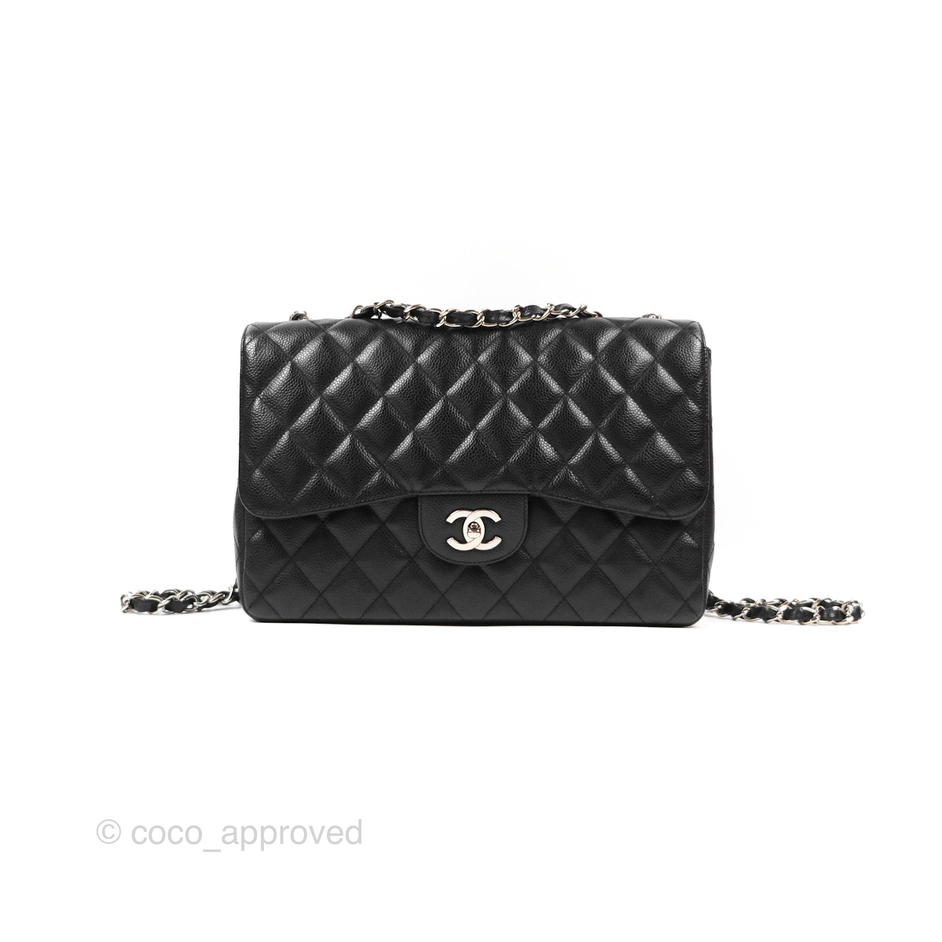 Chanel Jumbo Single Flap Quilted Black Caviar Silver Hardware – Coco  Approved Studio