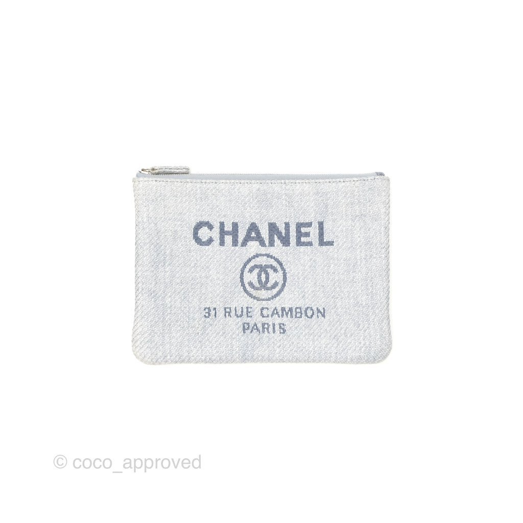 Chanel Deauville Clutch Light Blue Raffia