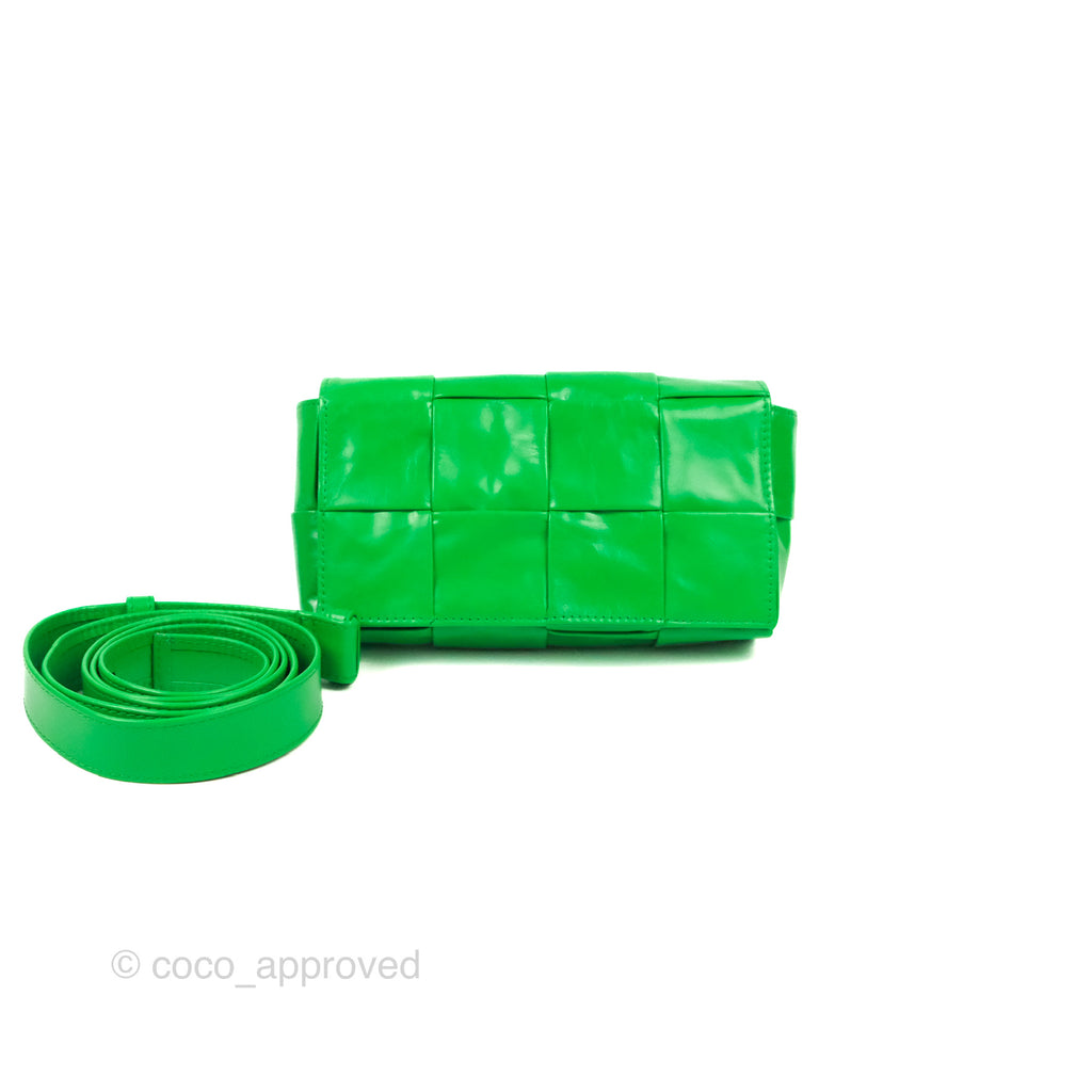 Bottega Veneta Mini Cassette Belt Bag Parakeet Intreccio Leather