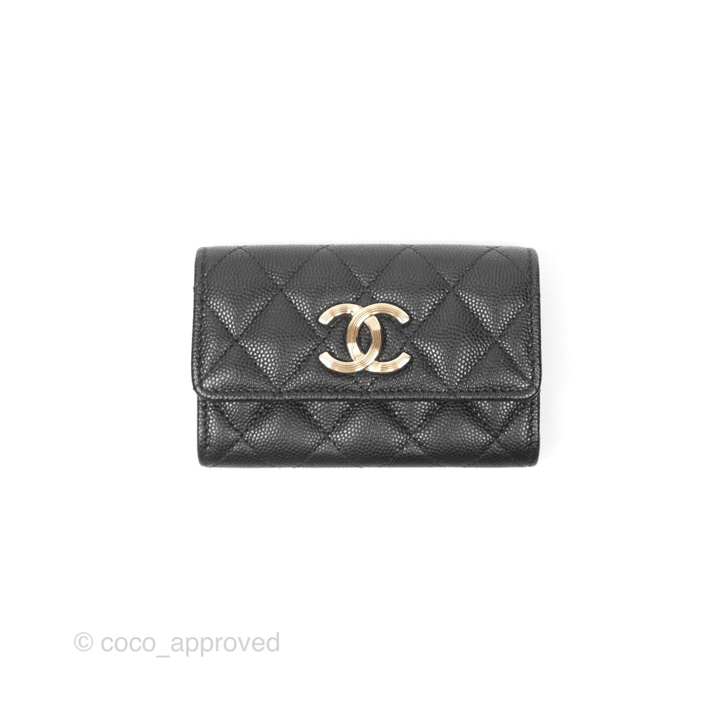 Chanel Flap Card Holder Black Caviar CC Gold Hardware