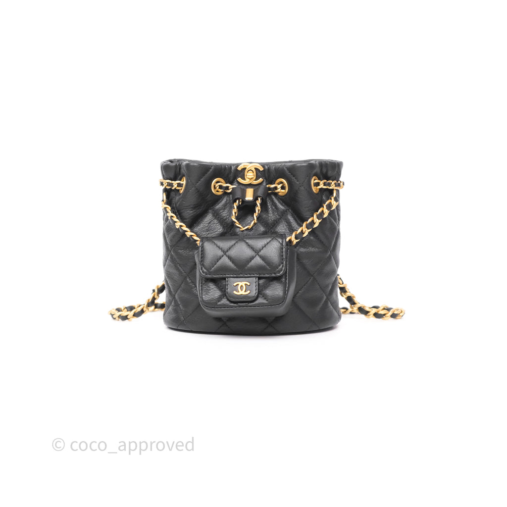 Chanel Mini Backpack Black Crumpled Calfskin Aged Gold Hardware 23A