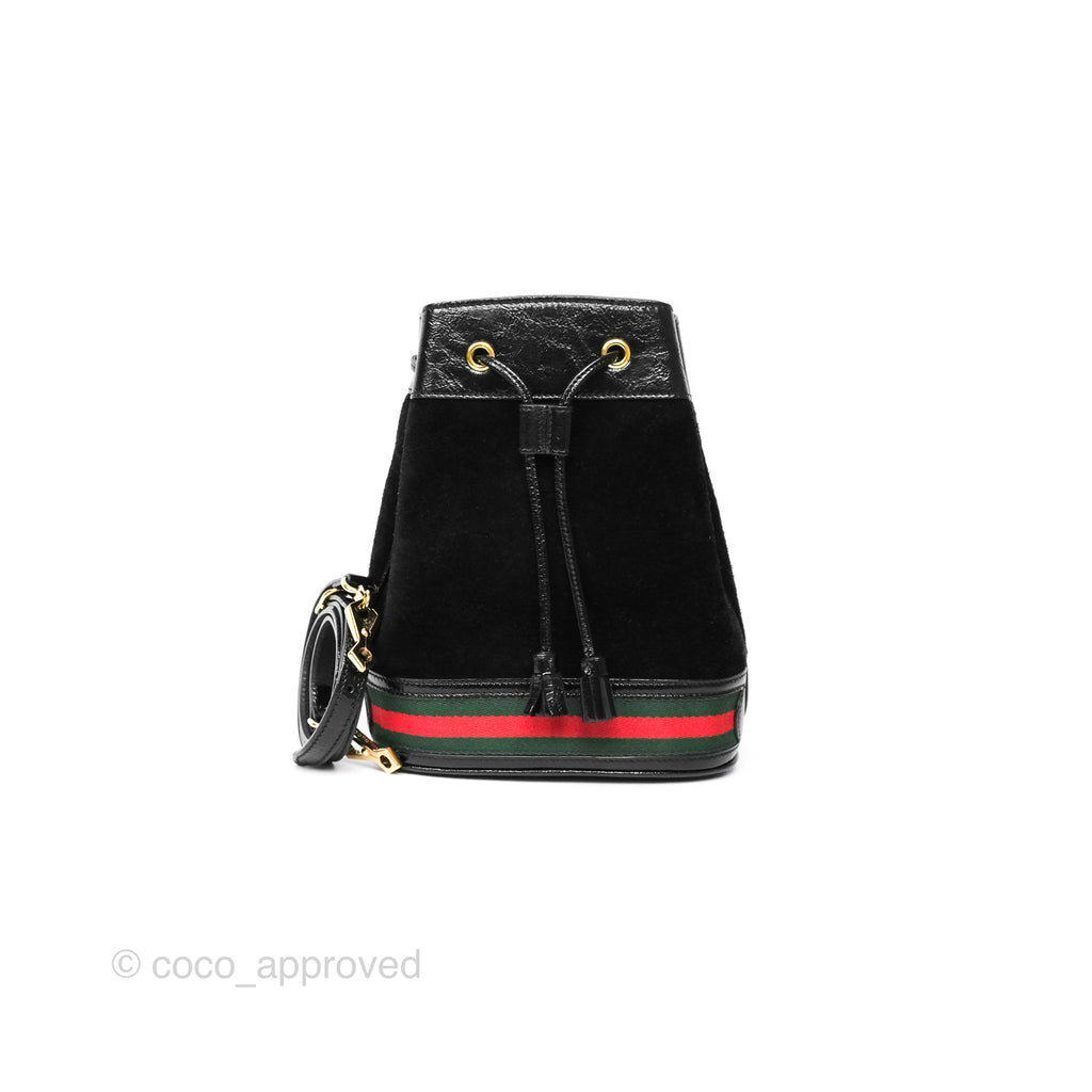 Gucci Small Ophidia Bucket Bag Black Suede