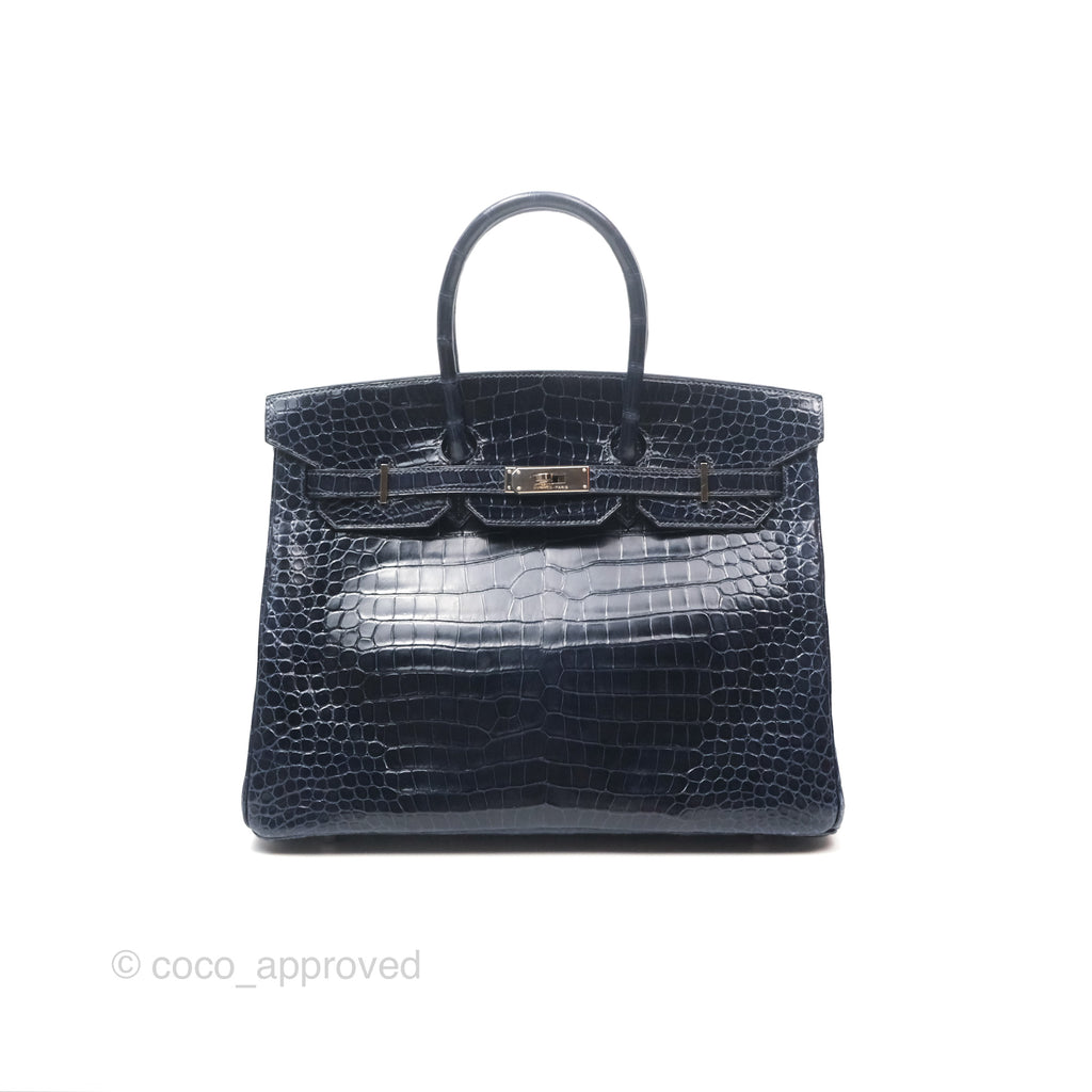 - DM/Email To Purchase - Hermès Birkin 35 Porosus Marine 78 Palladium Hardware