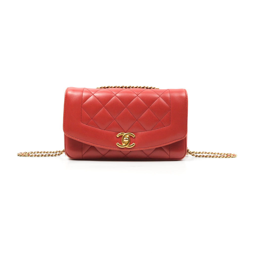 Chanel Small Diana Reissue Red Lambskin Gold Hardware