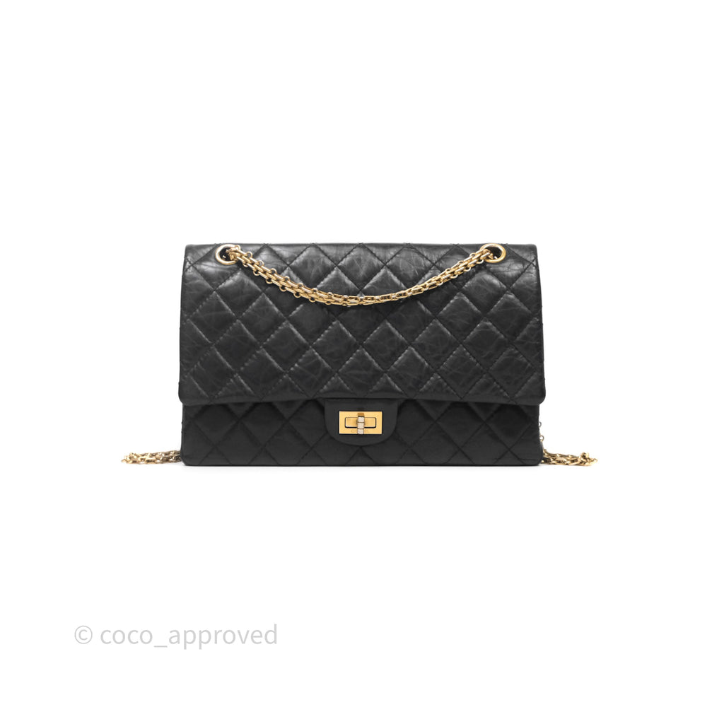 Chanel Quilted 2.55 Reissue 226 Flap Bag Black Aged Calfskin Gold Hardware