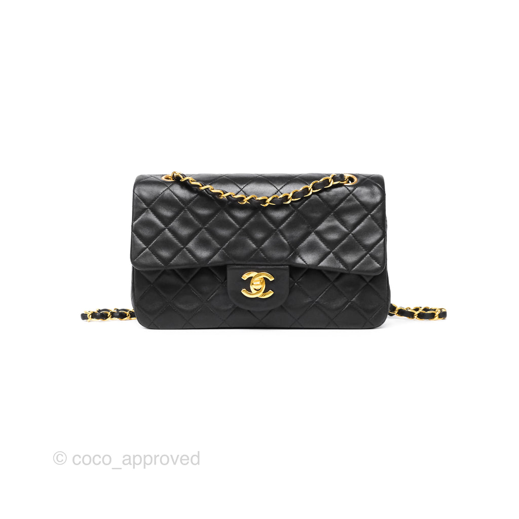 Chanel Vintage Small Classic Flap Black Lambskin 24K Gold Hardware