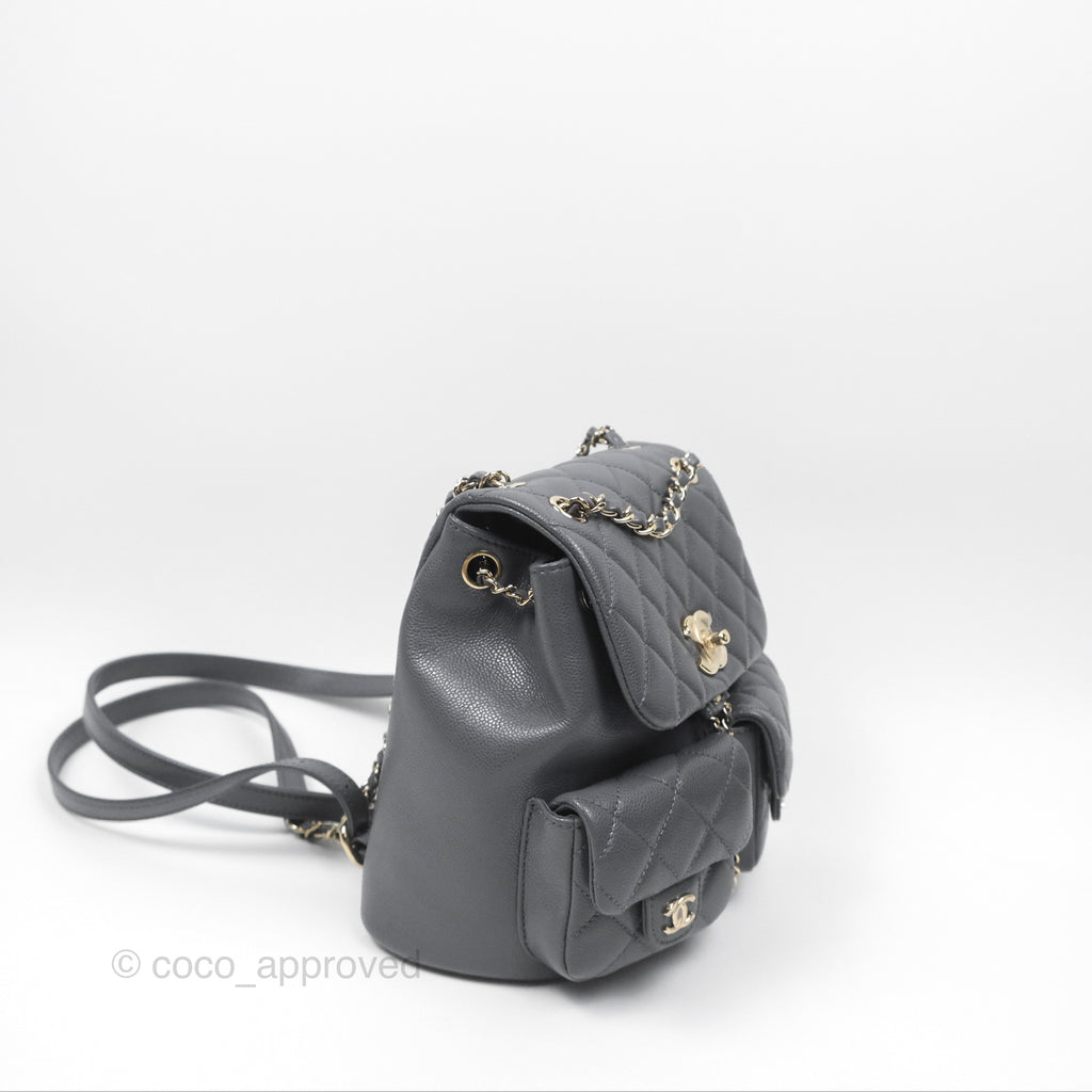 Chanel Duma Backpack Medium Grey Caviar Gold Hardware