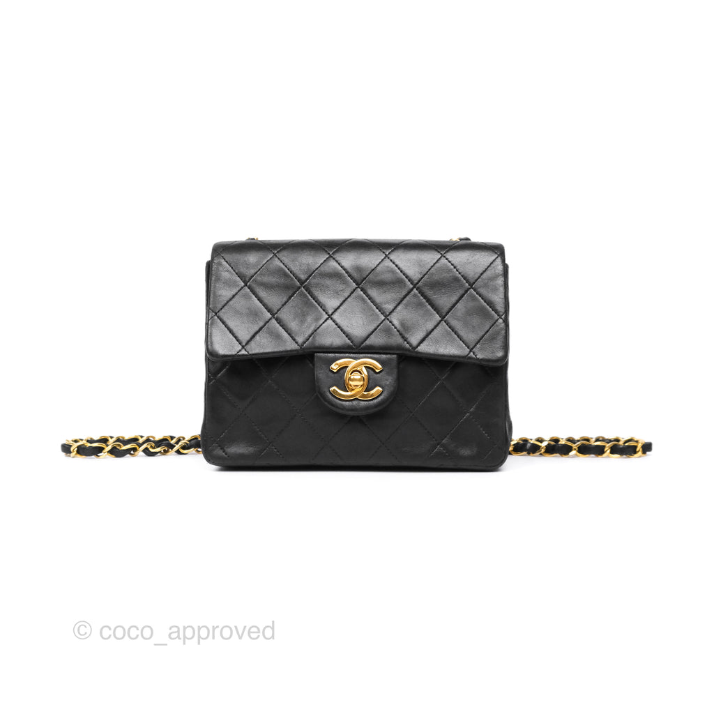 Chanel Vintage Mini Square Black Lambskin 24K Gold Hardware