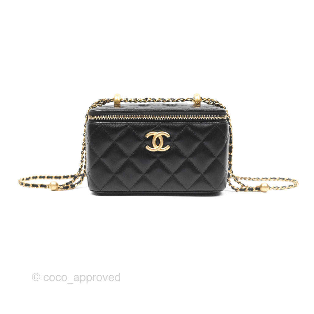 Chanel Perfect Fit Vanity with Adjustable Chain Black Calfskin Aged Gold Hardware