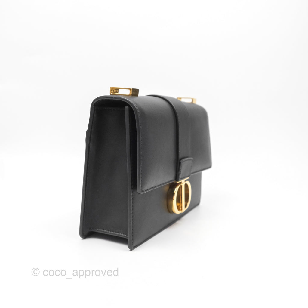 Christian Dior Small 30 Montaigne Bag Black Calfskin Gold Hardware