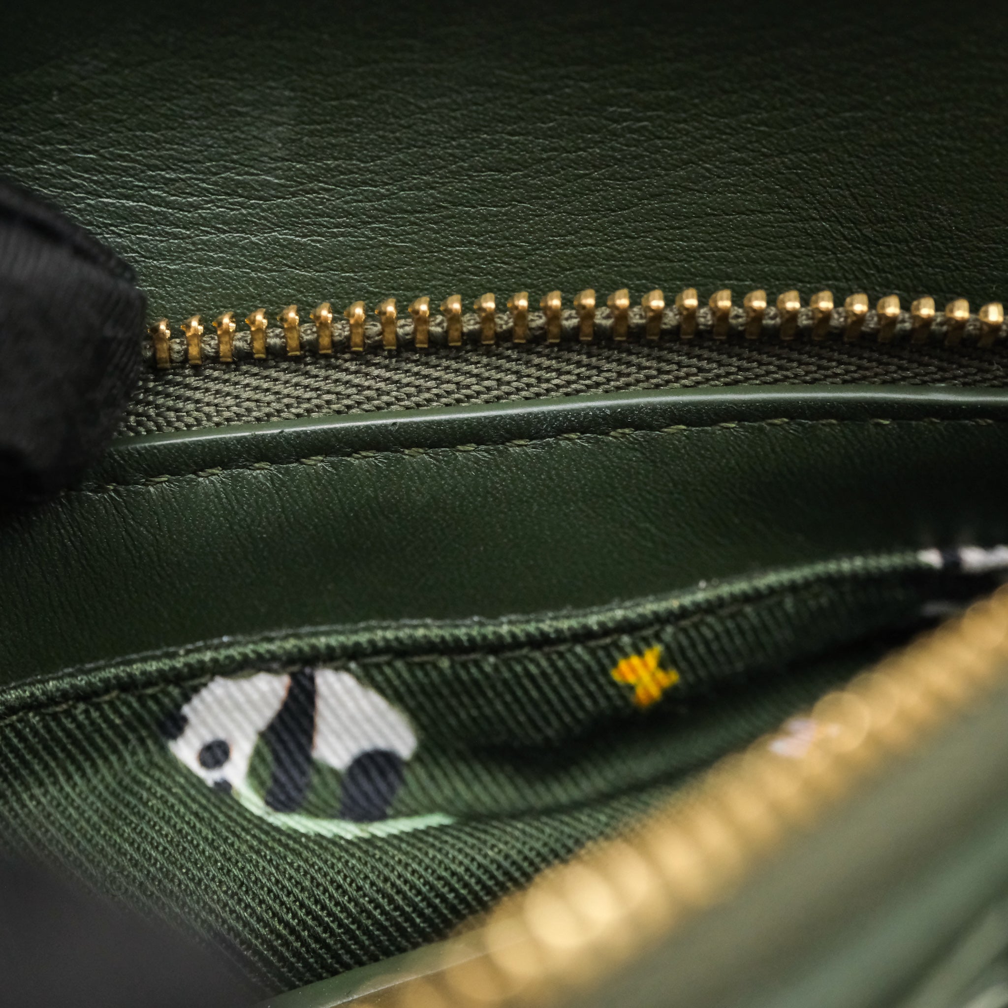 Loewe X SUNA FUJITA Mini Pandas Puzzle Bag Dark Green Calfskin