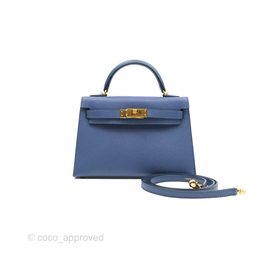 Hermès Mini Kelly II Bleu Brighton Epsom Gold Hardware