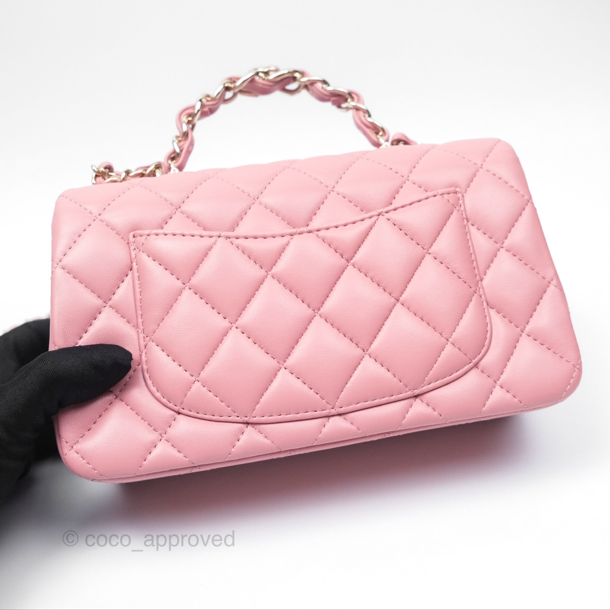 Chanel Top Handle Mini Rectangular Flap Bag Pink Lambskin Gold