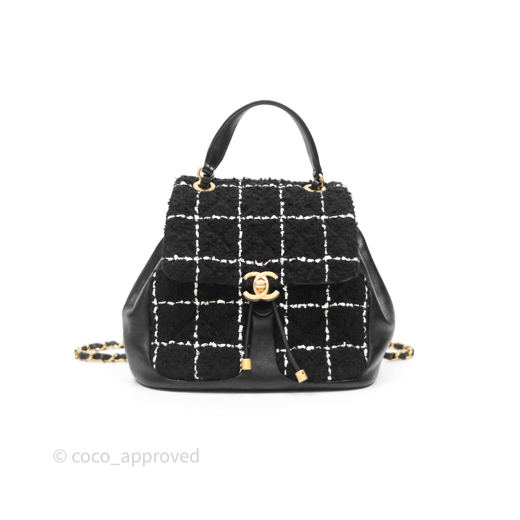 Chanel Duma Backpack Black Tweed Aged Gold Hardware