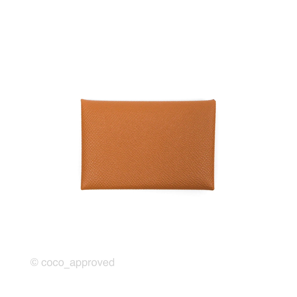 Hermès Calvi Card Holder 37 Gold Epsom Palladium Hardware