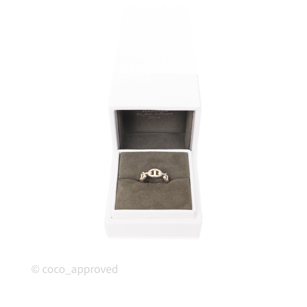 Hermès Chaine d'Ancre Enchainee Ring PM Sterling Silver Size 51