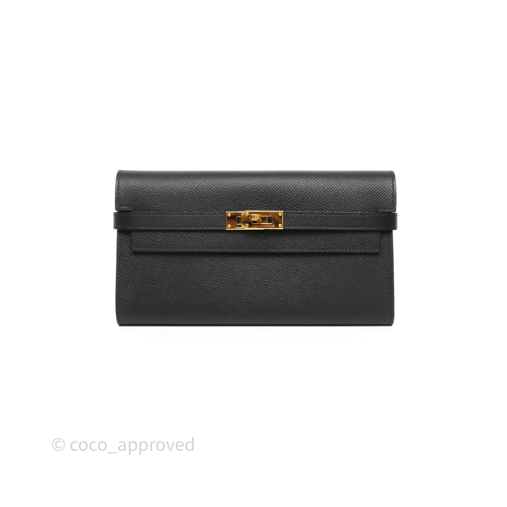 Hermès Kelly Wallet Black Noir 89 Epsom Gold Hardware