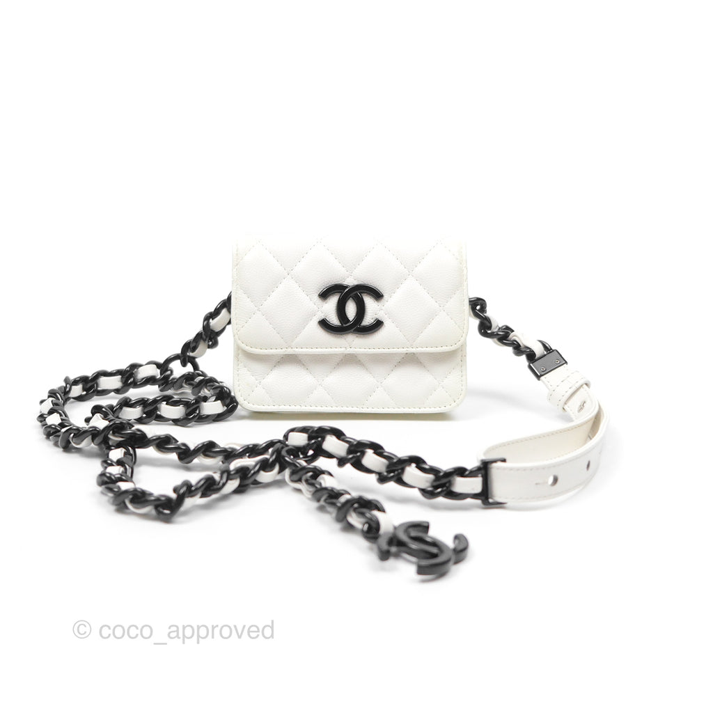 Chanel My Everything Belt Flap Card Holder White Caviar Incognito Hardware