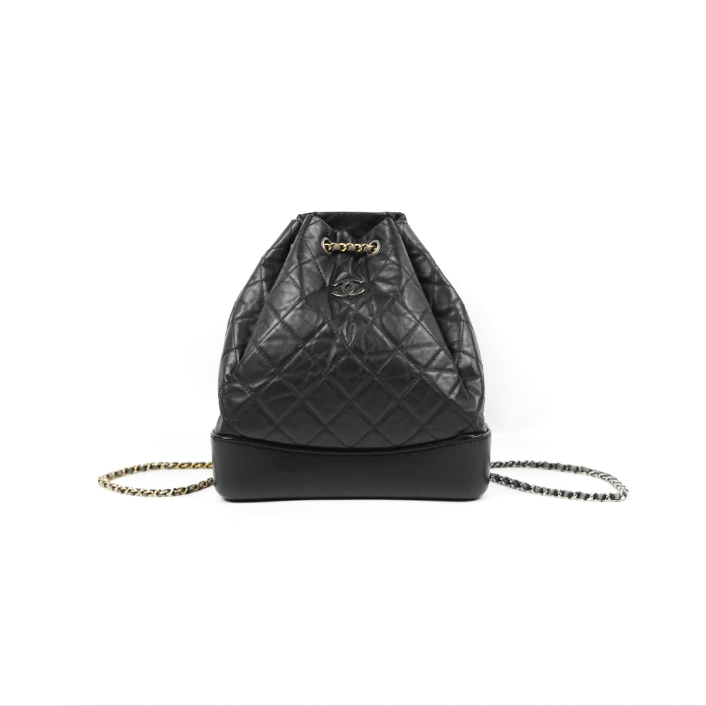 Chanel Medium Gabrielle Backpack Black Aged Calfskin