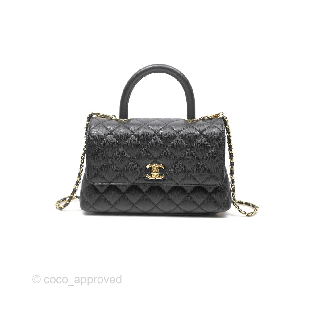 Chanel Small Coco Handle Black Caviar Gold Hardware