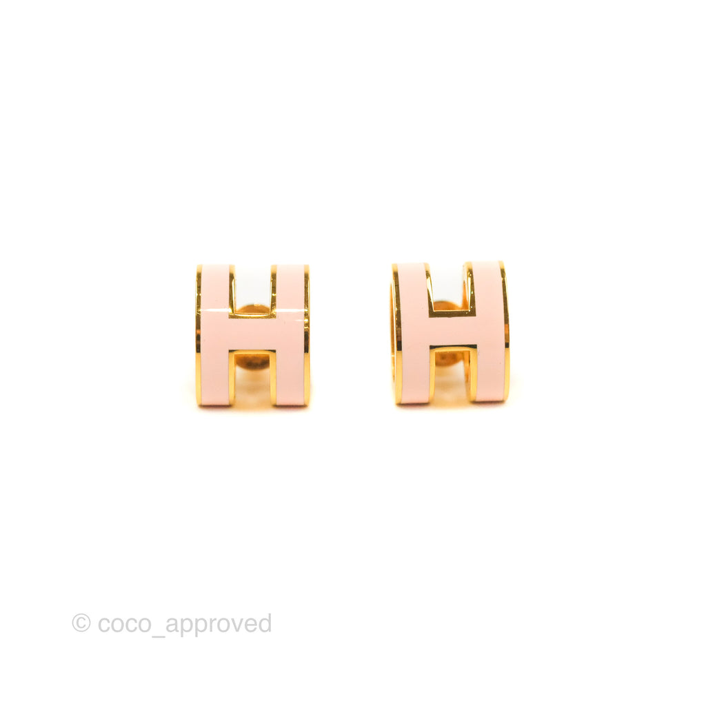 Hermès Pop H Earrings Rose Dragee Gold Hardware