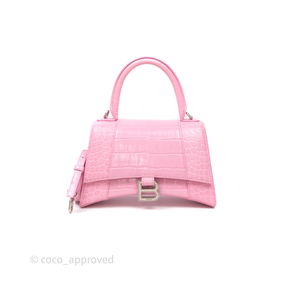Balenciaga Small Hourglass Embossed Bag Pink