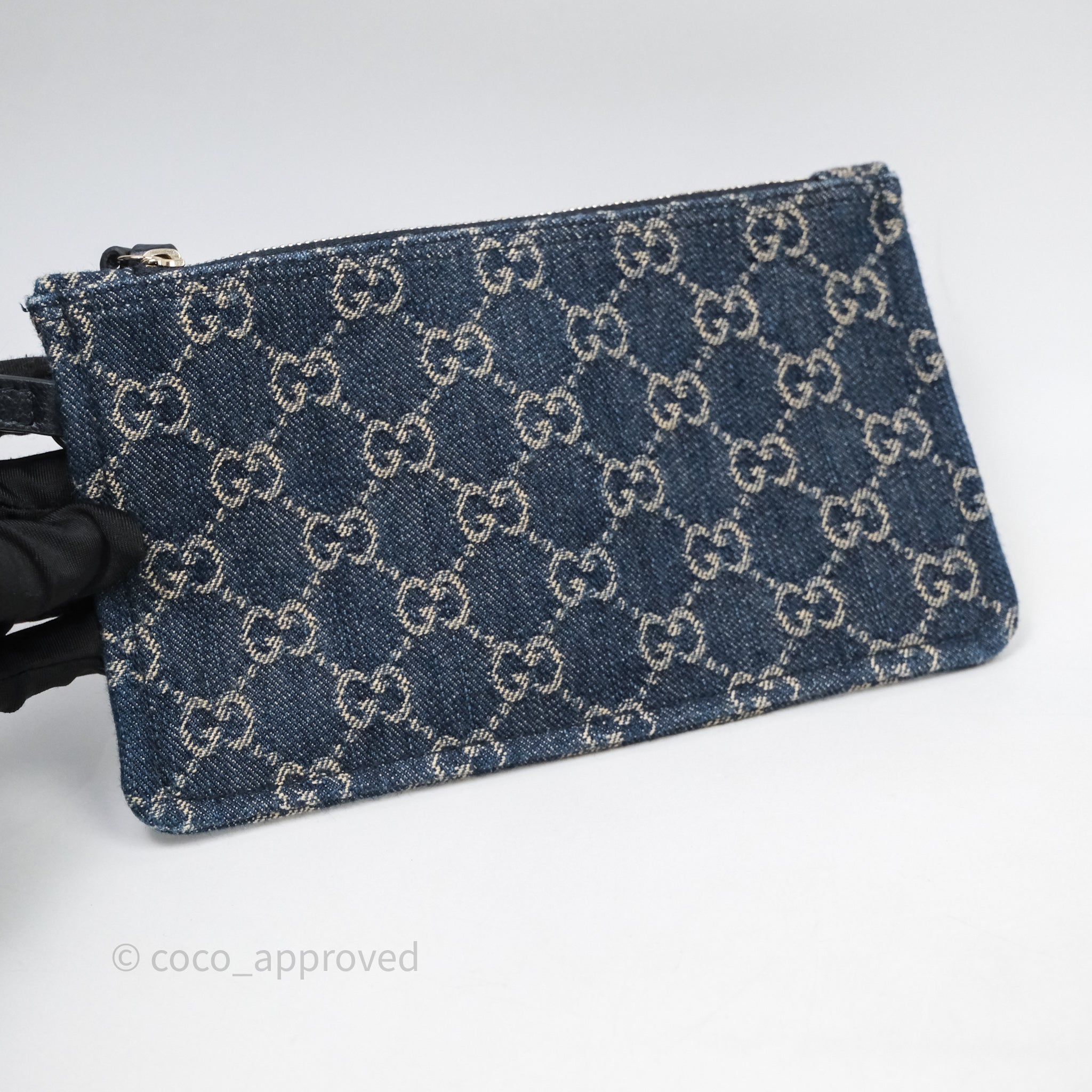 Gucci ネイビー ポーチ Gucci Giglio Small Tote Bag Blue and White GG Denim – Coco