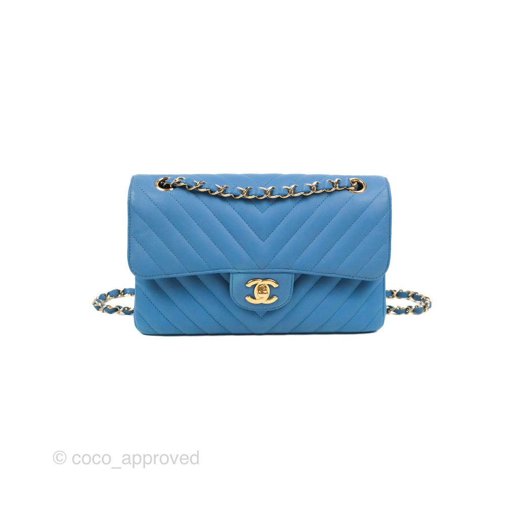 Chanel Cobalt Chevron Quilted Caviar Jumbo Classic Double Flap