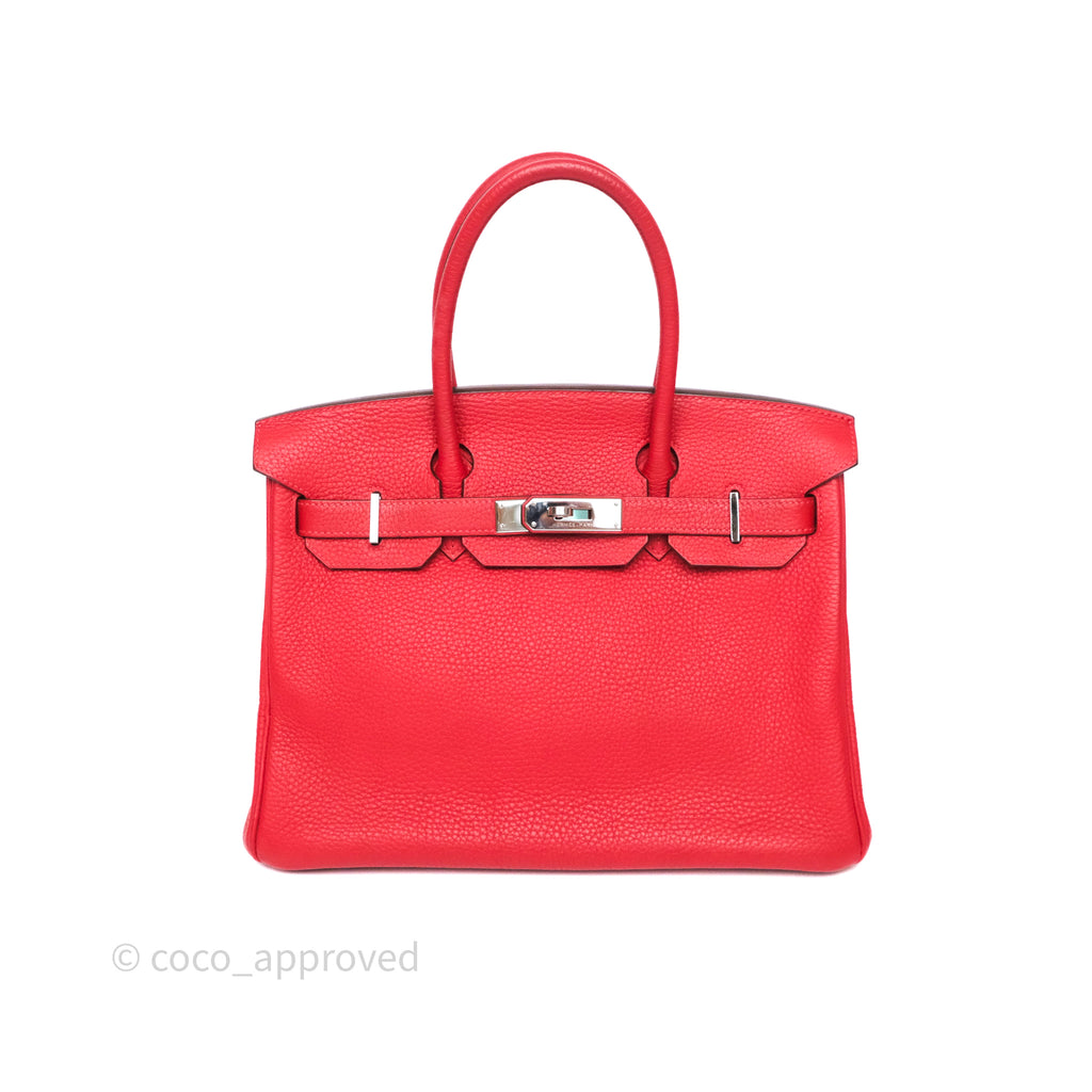 - DM/Email To Purchase - Hermès Birkin 30 Rouge Clemence Palladium Hardware