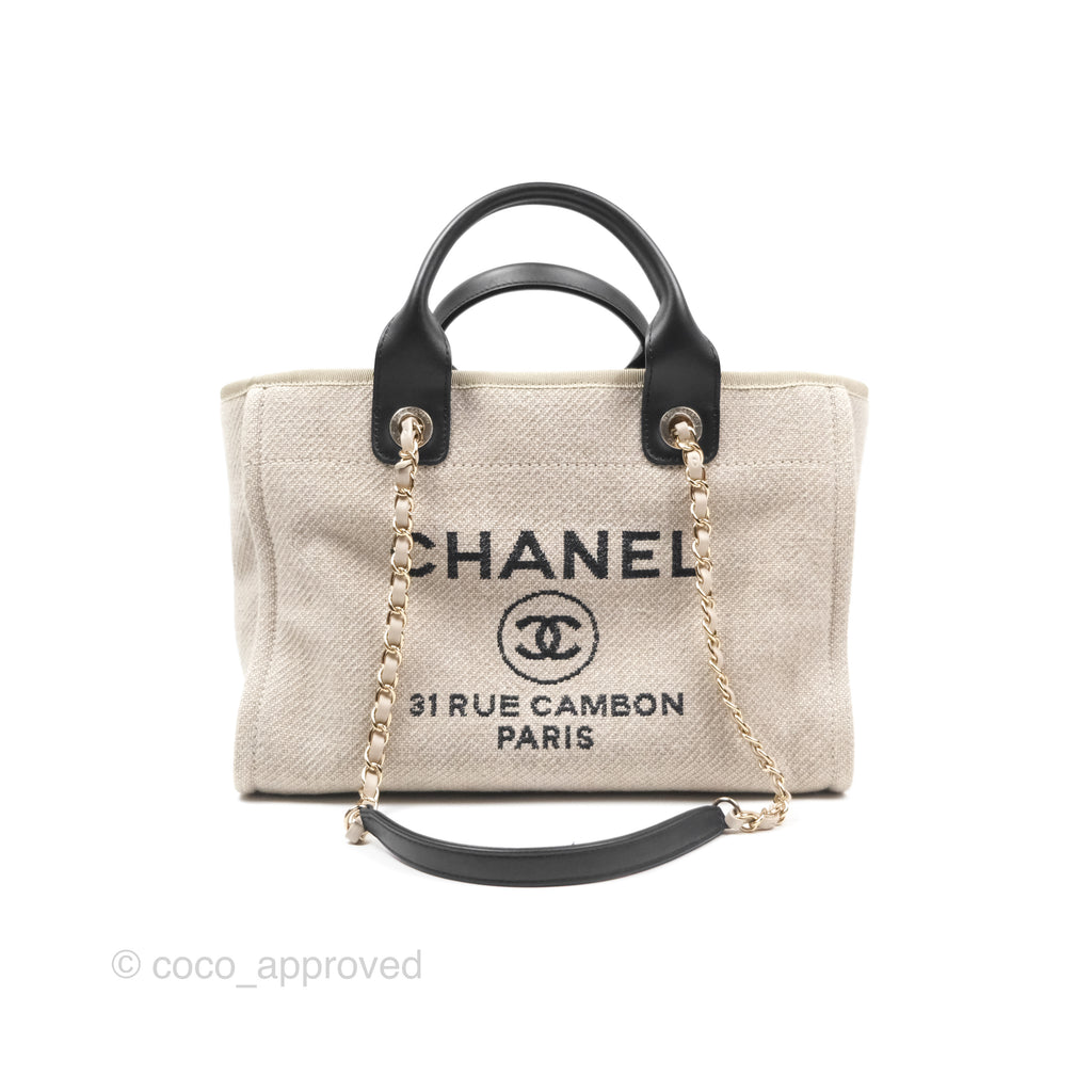 Chanel New Small Deauville Black/Taupe Canvas