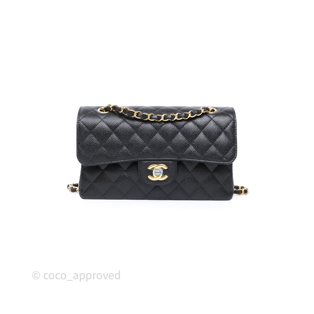 Chanel Small Classic Flap Quilted Black Caviar Gold Hardware