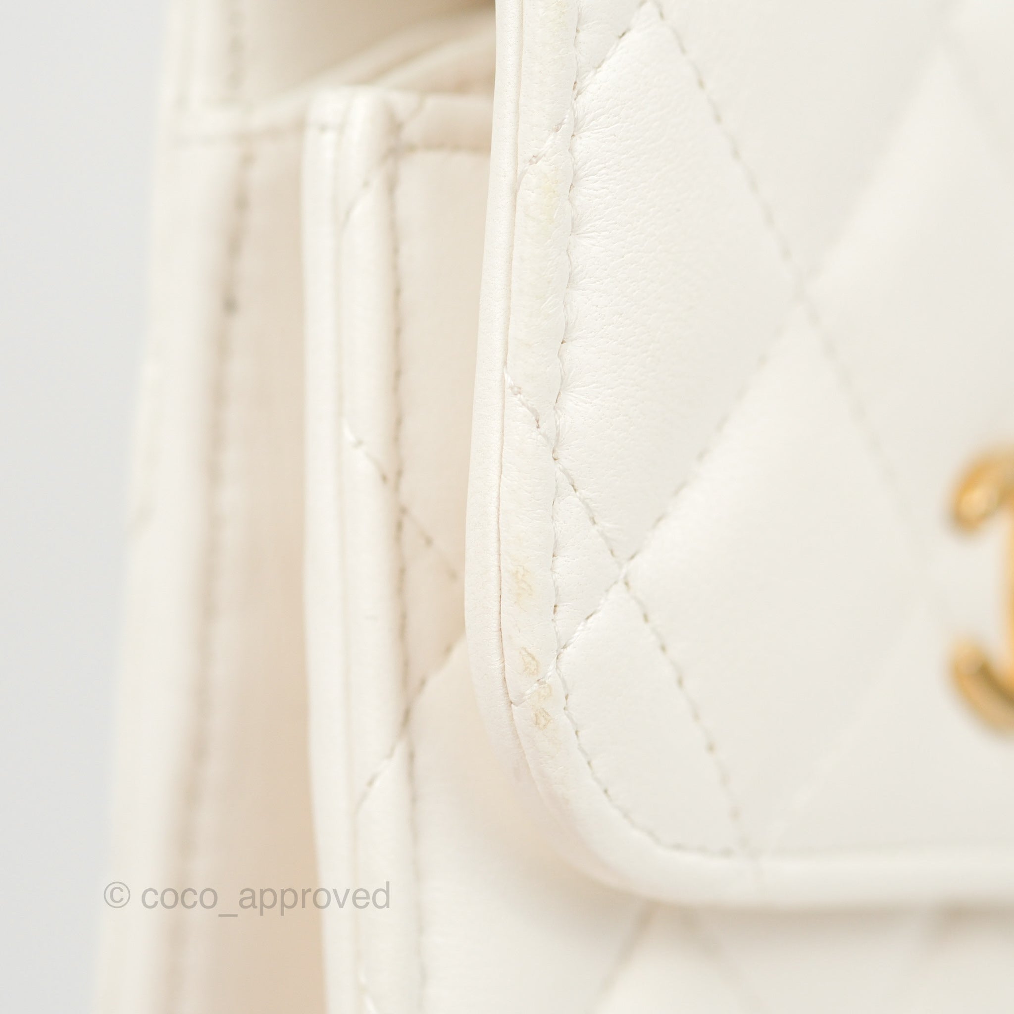 Chanel Quilted Pearl Crush Phone Holder With Chain White Lambskin 