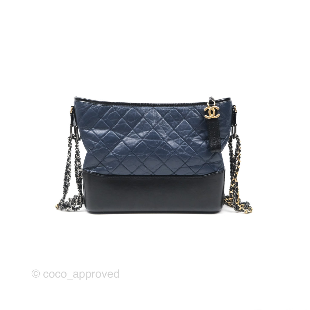 Chanel Large Gabrielle Hobo Navy Black Aged Calfskin Mixed Hardware