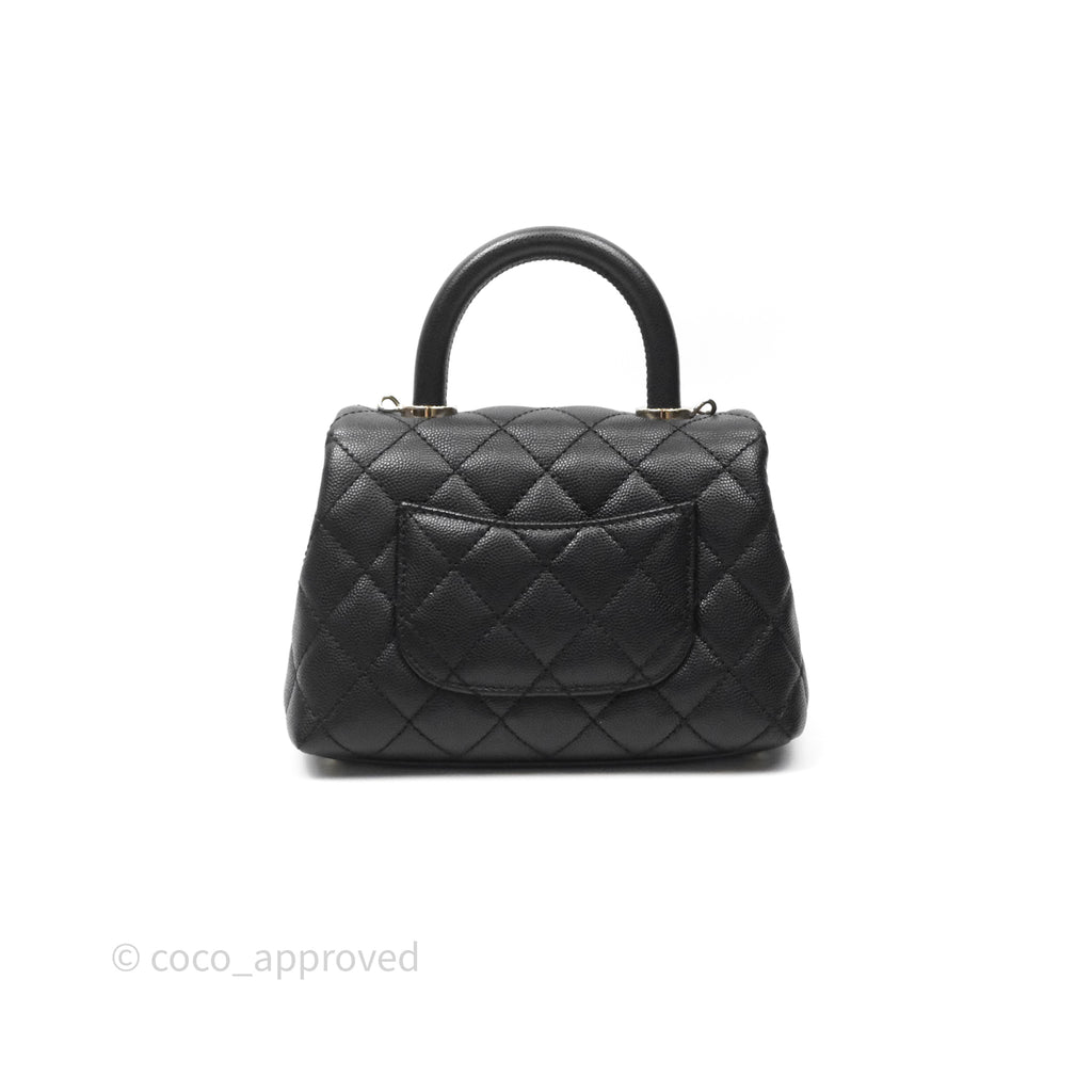 Chanel Mini Coco Handle Quilted Black Caviar Gold Hardware