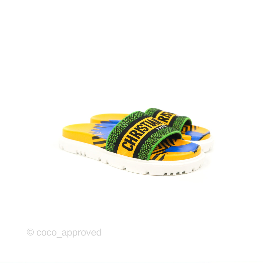 Dior Dway Slides Yellow Multicolor Size 37.5