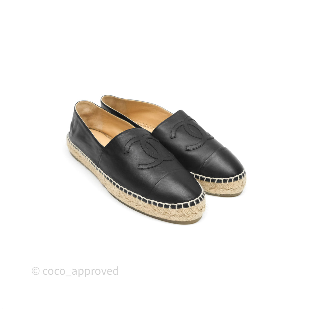 Chanel Espadrille Black Leather Size 40