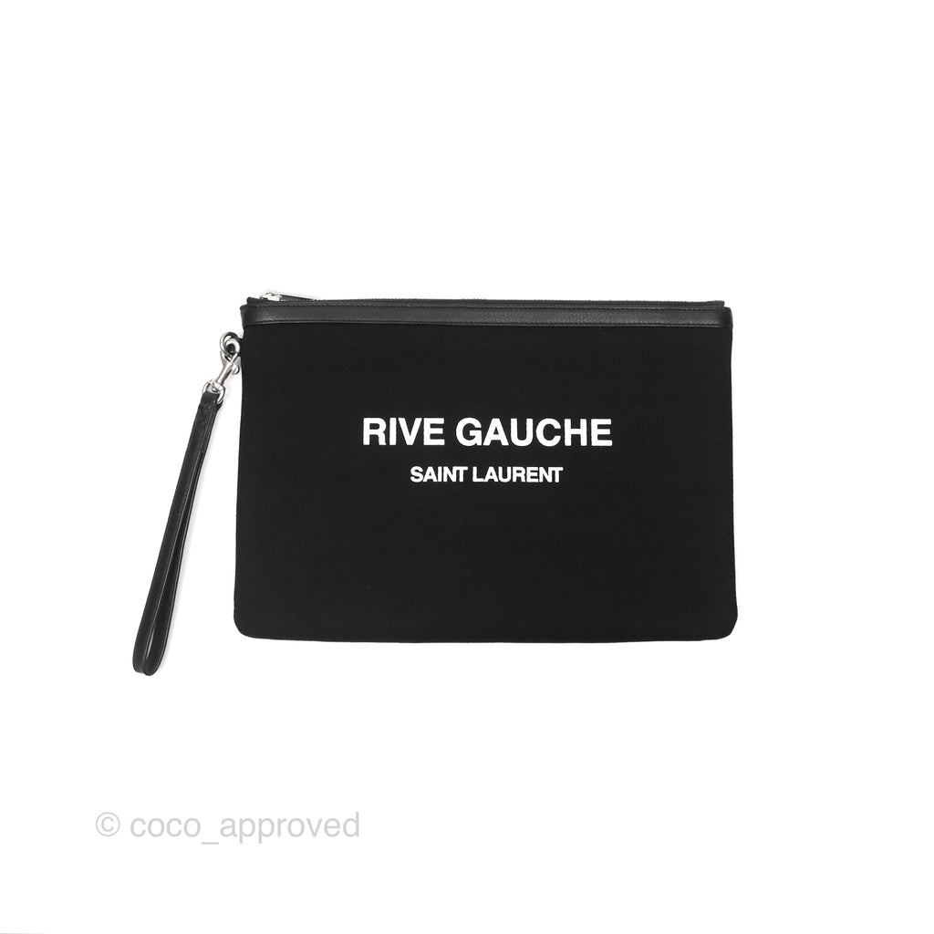 Saint Laurent Rive Gauche Zippered Pouch Black Canvas