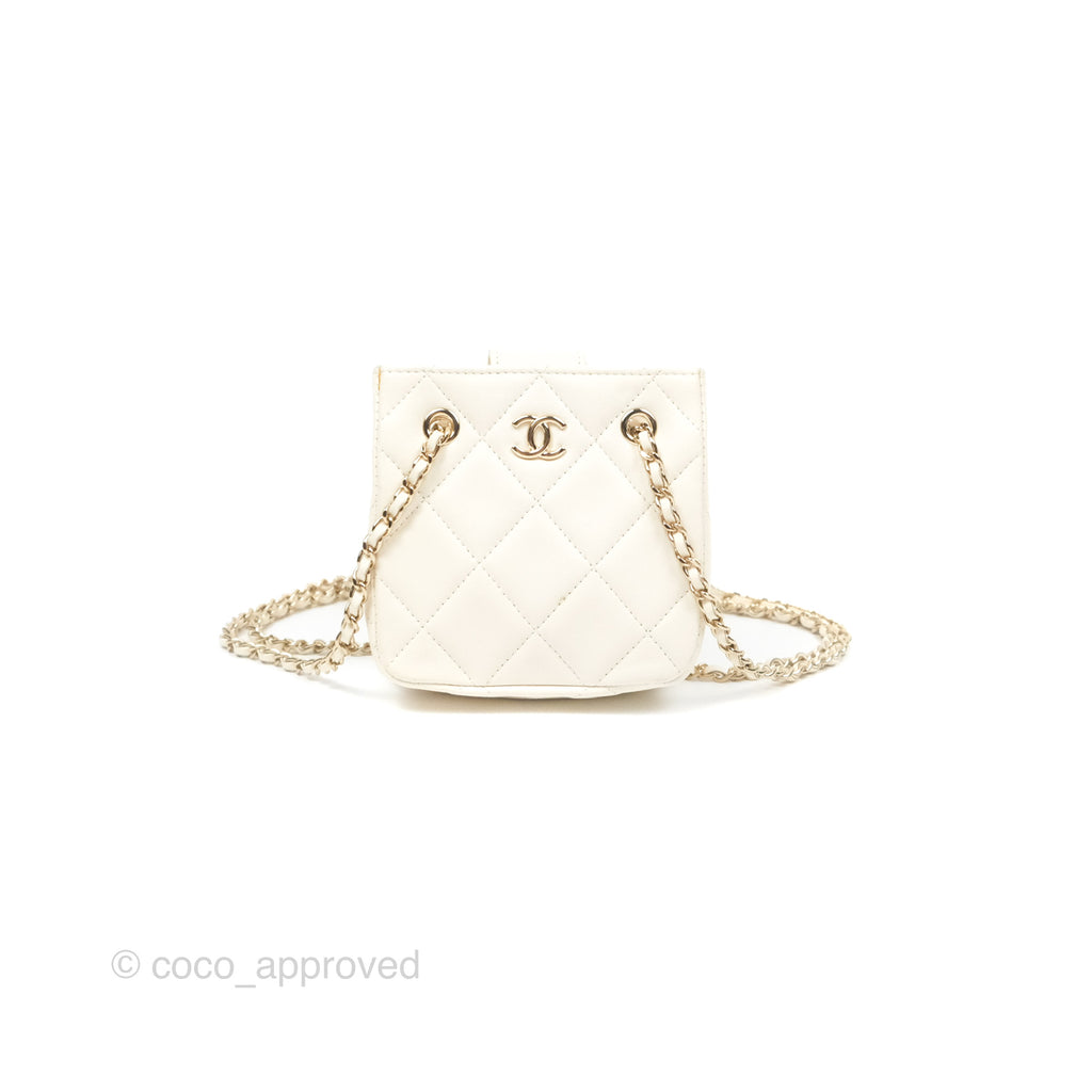 Chanel Mini Clutch with Chain Ivory Lambskin Gold Hardware 22C 