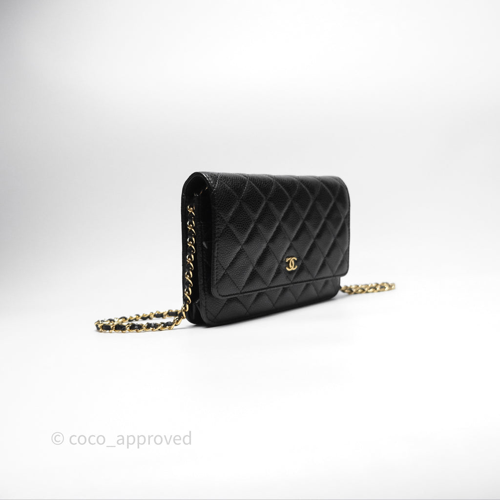 Chanel Quilted WOC Black Caviar Gold Hardware