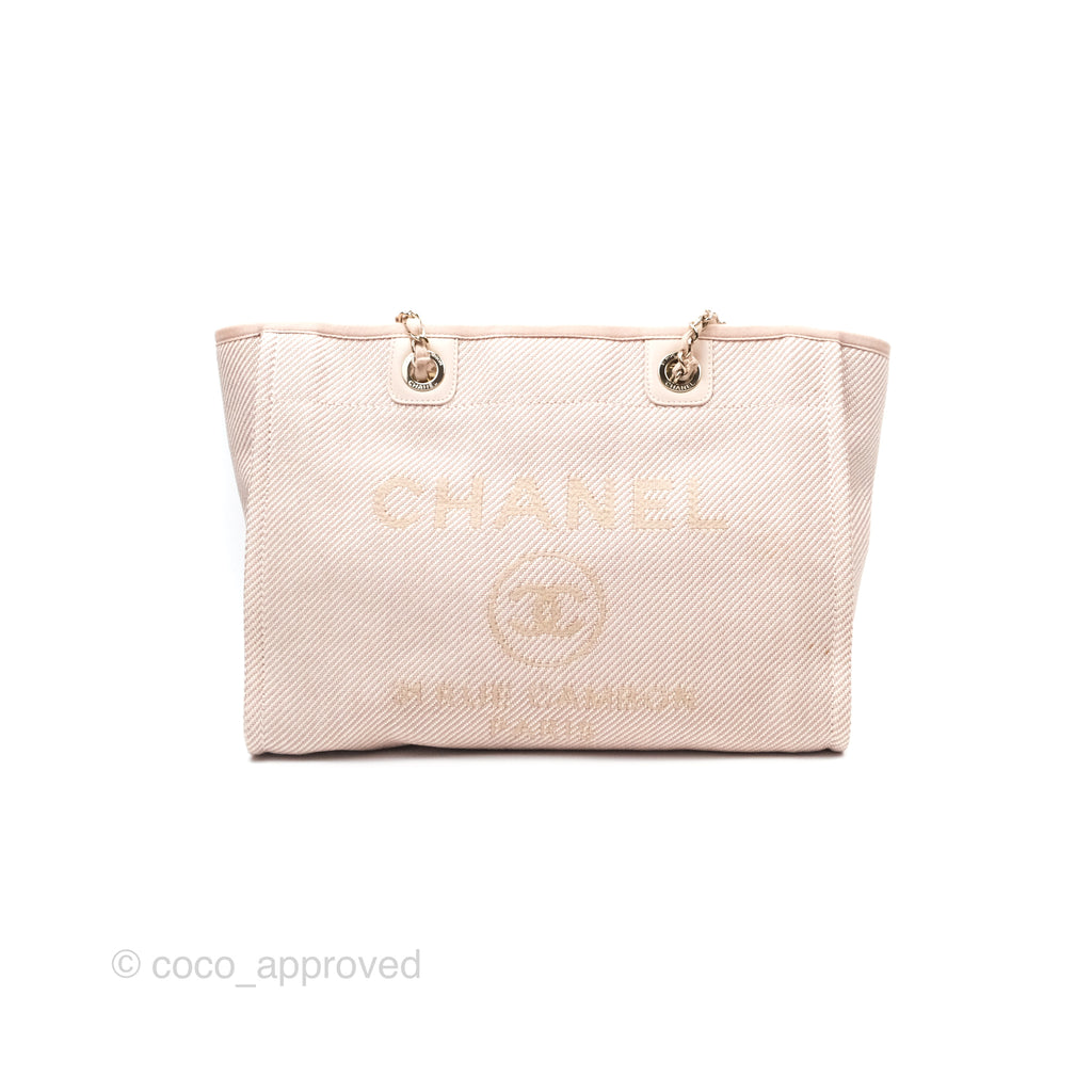 Chanel Medium Deauville Pink Canvas Gold Hardware