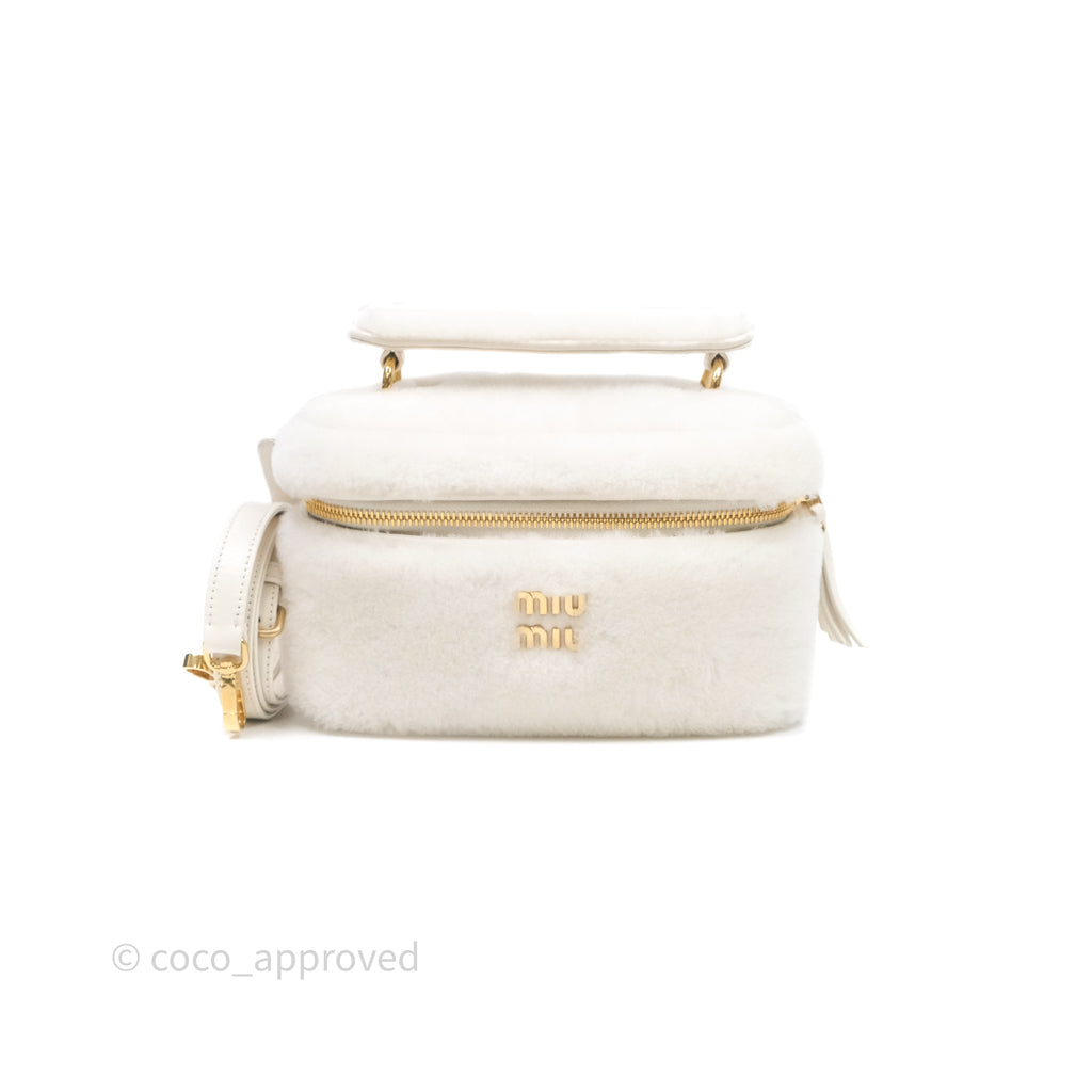 Miu Miu Shearling Vanity Case White Gold Hardware