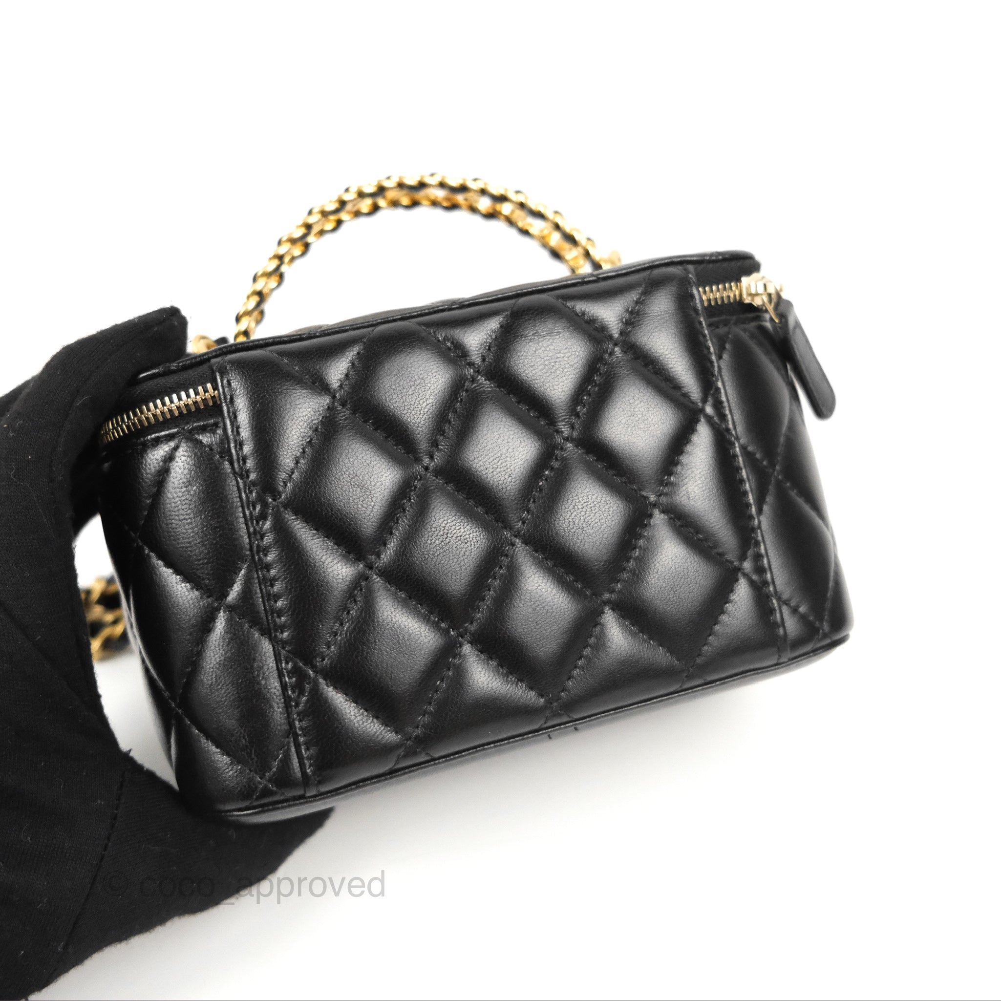 Chanel Pick Me Up Top Handle Vanity with Chain Black Lambskin Aged