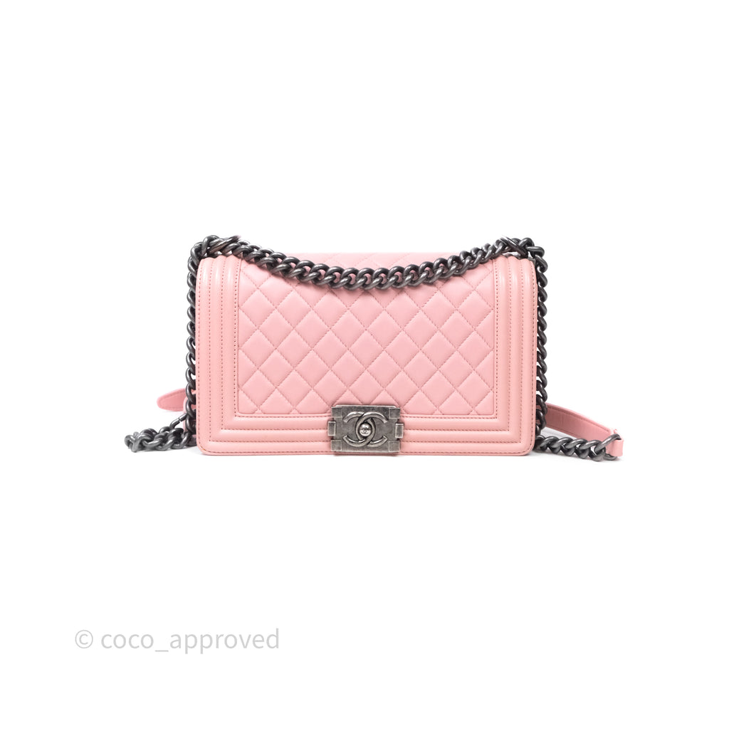Chanel Quilted Medium Boy Pink Lambskin Ruthenium Hardware