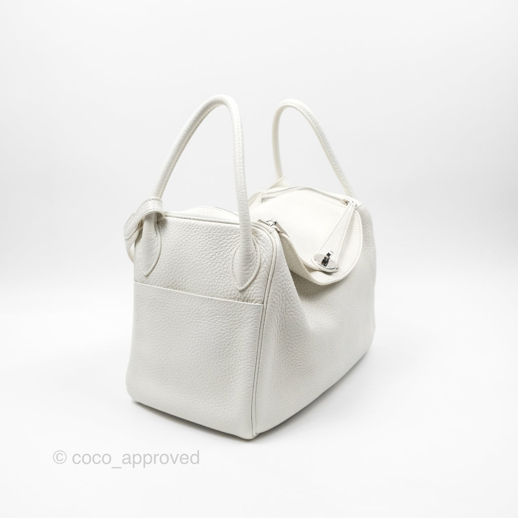 Hermès Lindy 30 White Clemence Palladium Hardware