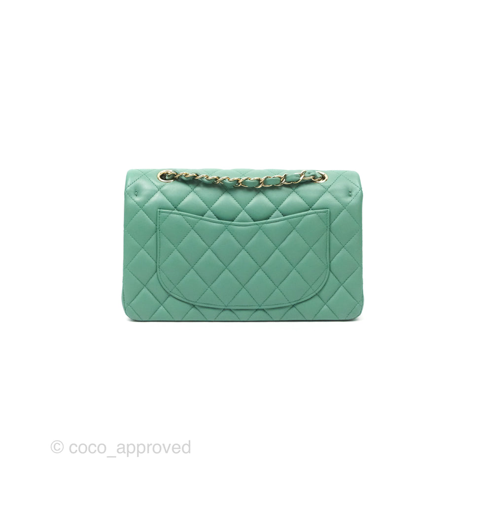 Chanel Small S/M Classic Flap Green Lambskin Gold Hardware