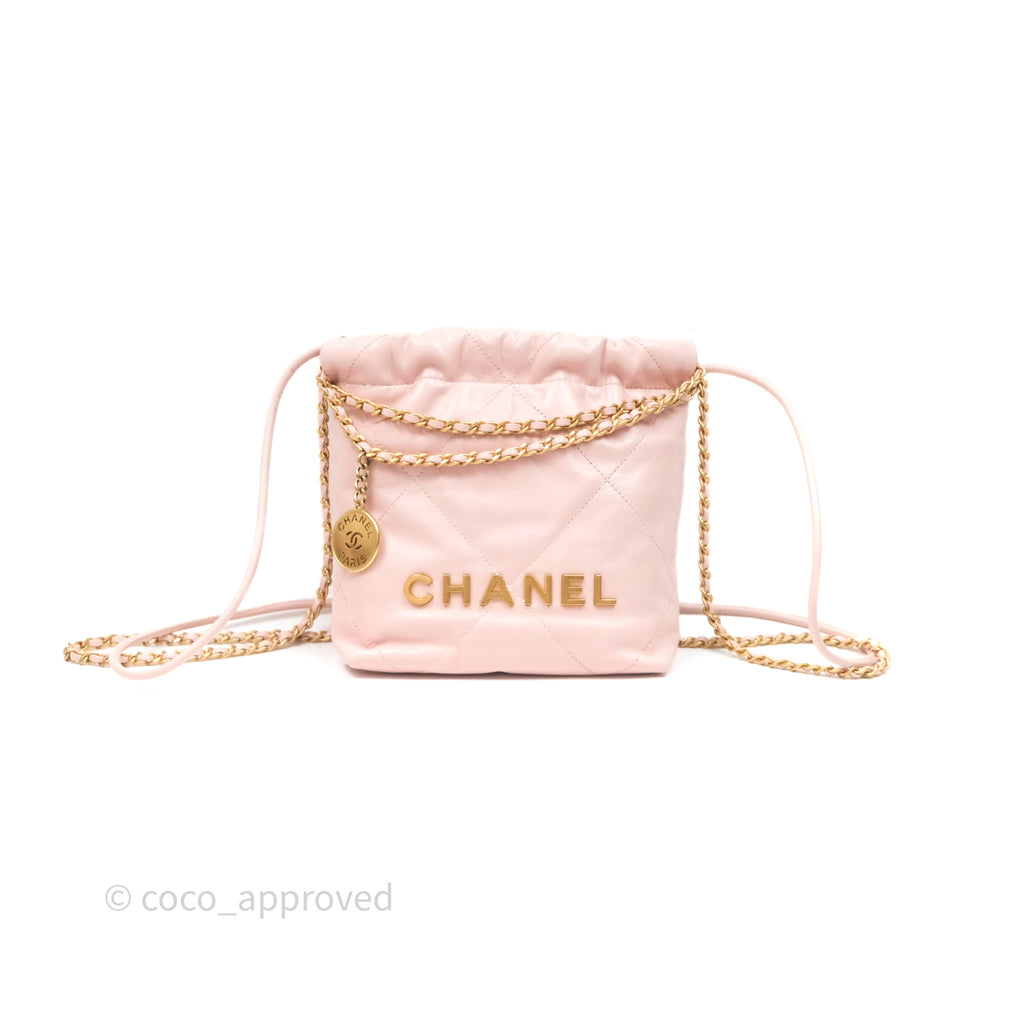 Chanel 22 Mini Bag Light Pink Crumpled Calfskin