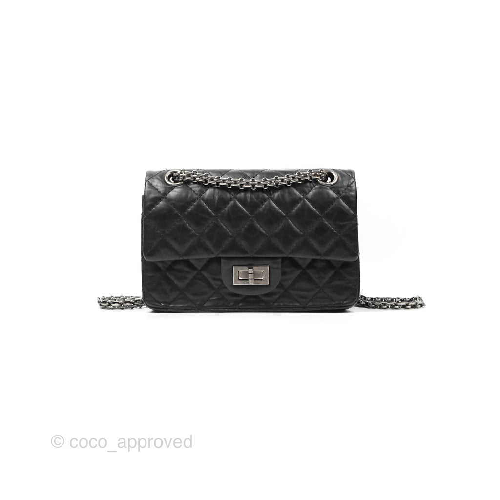 Chanel Mini Reissue 224 Black Aged Calfskin Ruthenium Hardware